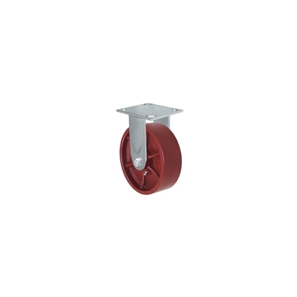 6"x2" Red Ductile Steel Wheel, Rigid Caster, 1,500 lbs capacity,